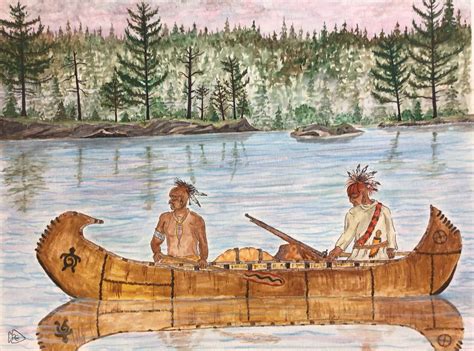 Native American Indian Paintingbirchbark Canoe Paintingcabin - Etsy