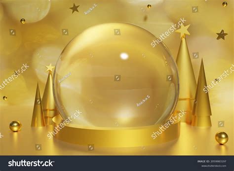 3d Render Golden Snow Globe Gold Stock Illustration 2059983197 ...