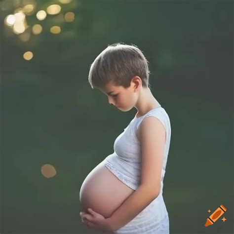Side view of a pregnant teenage boy on Craiyon