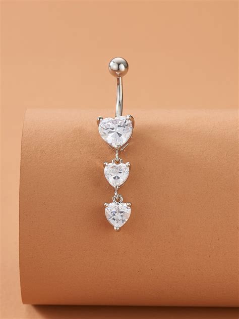 Heart zircon decor navel belly ring – Artofit