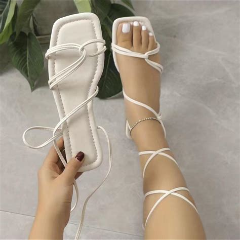 white strappy sandals never worn - Depop