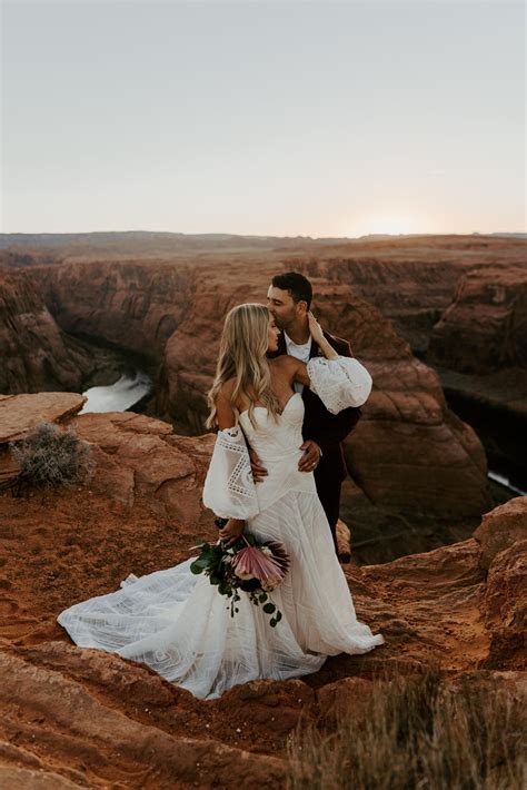 Horseshoe Bend Sunset Elopement Bridals // Page, Arizona // Tori ...