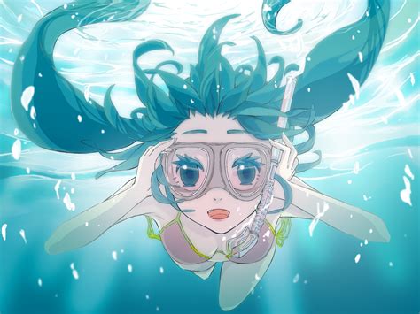 bikini gabaisuito-n goggles hatsune miku swimsuit underwater vocaloid ...