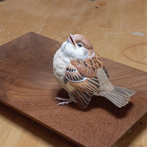 Hand Carved Wooden Bird Sculpture