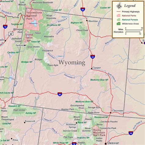 Wyoming National Parks, Forests & Wilderness Map - Rocky Mountain Maps & Guidebooks