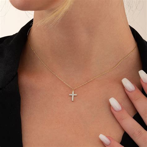 Diamond Cross Necklace, Minimalist Cross Necklace, Dainty Cross ...