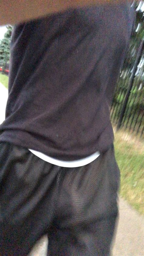 My massive cock swinging outside in see-through shorts : r/PublicBulges
