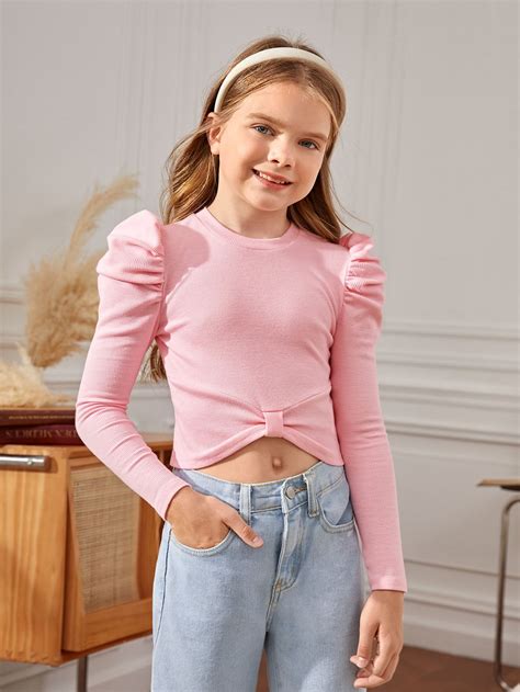 Baby Pink Dressy Collar Long Sleeve Polyester Plain Embellished Slight Stretch Girls Clothing ...