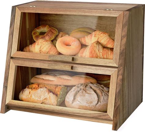 Amazon.com: SECIVLOT Bread Box for Kitchen Countertop,Bamboo Large ...