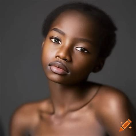 Portrait of a young light-skinned black female model on Craiyon