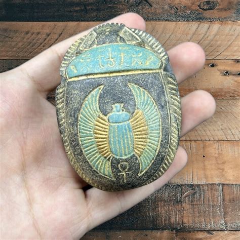Super Ancient Egyptian Scarab Amulet Beetle Heavy Stone Sculpture With ...