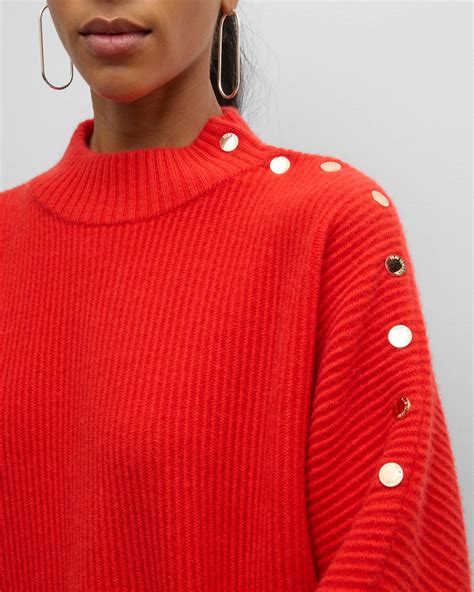 Elie Tahari The Anette Ribbed Mock-Neck Cashmere Sweater | Neiman Marcus