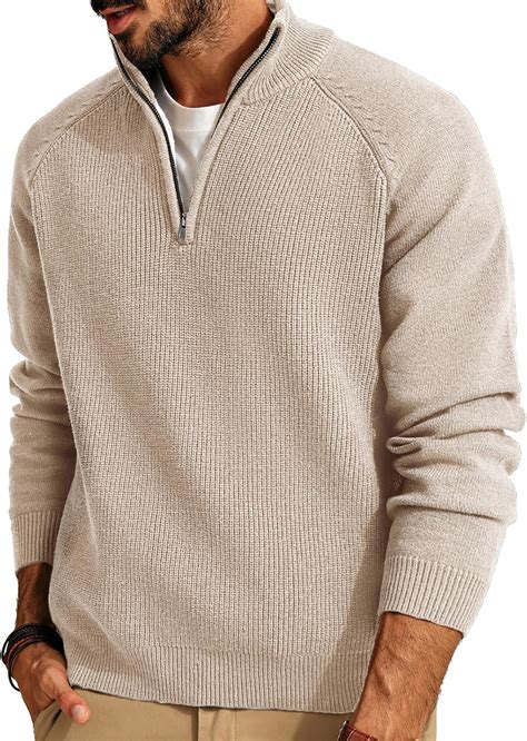 PJ PAUL JONES Mens Quarter Zip Pullover Sweater Turtleneck Raglan Long ...
