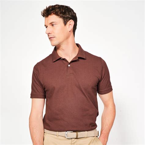 Men's golf cotton and polyester short-sleeved polo shirt - MW500 brown ...
