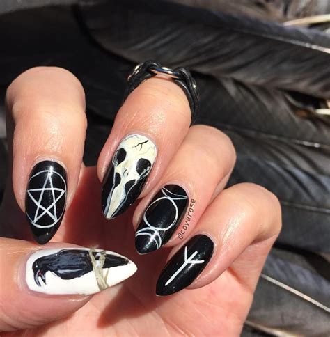 Gothic crow occult witch nails nail art | Witch nails, Gothic nail art ...