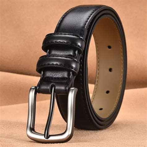 Mens Genuine Leather Belts Adjustable Casual Dress Belt for Jeans Size ...