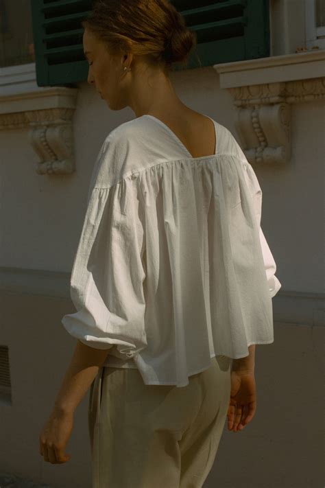 Lucette Blouse | White Billowy Blouse | Organic Cotton Voile ...