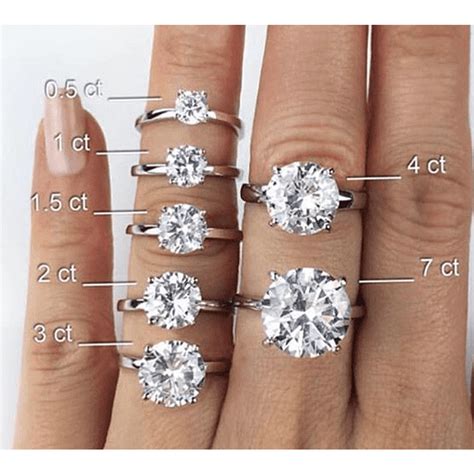 Wedding Ring Measurement 6 Diamond Rings (By Actual Carat Size) At