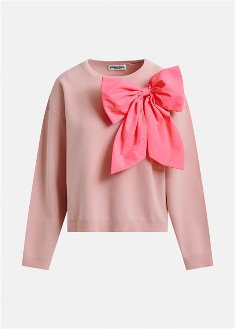 Dusty pink and bright pink sweater with removable bow detail ...