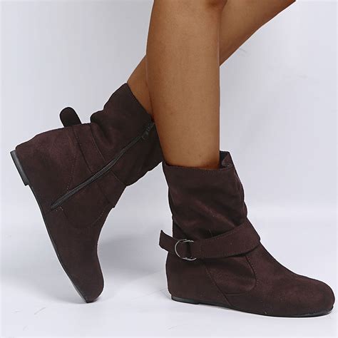 jsaierl Mid Calf Dress Boots For Women Wide Calf Slouchy Boots Zip up ...