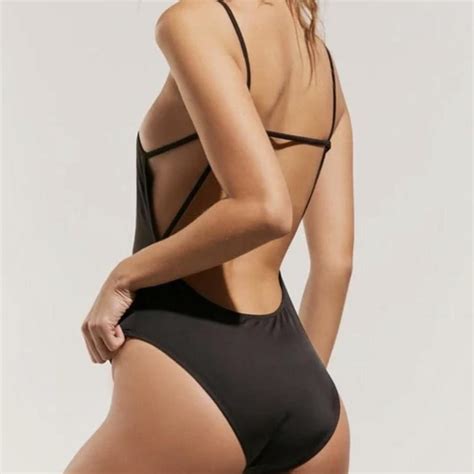 Urban Outfitters Women's Black Swimsuit-one-piece | Depop