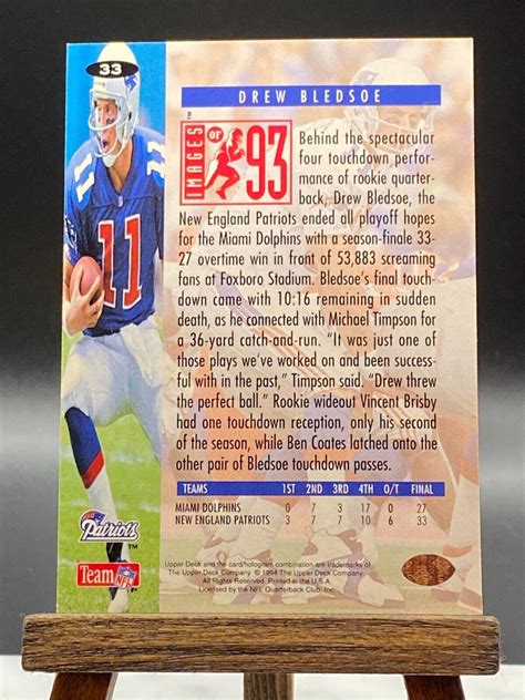 1994 Upper Deck DREW BLEDSOE Patriots Football Card #33 | eBay