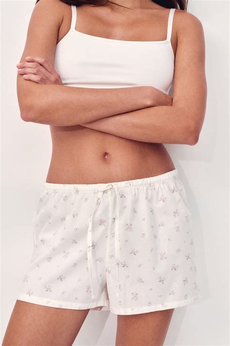 2-Pack Pajama Shorts - White/pink floral - Ladies | H&M US