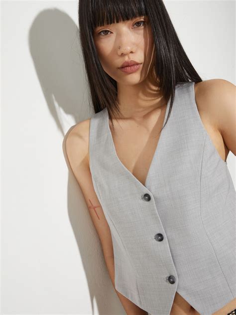 Slim-fit wool-blend waistcoat, grey | MAX&Co.