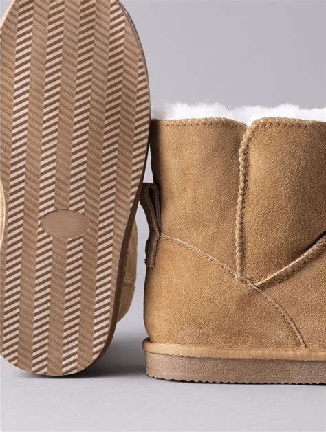 Ladies' Sheepskin Boot Slippers in Tan | Lakeland Leather