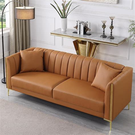 Amazon.com: FOTOSOK 78'' Couch Sofa, Modern Leather Couches for Living ...