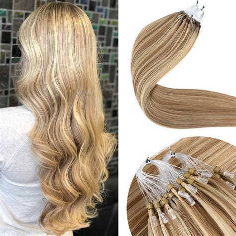 Micro Loop Human Hair Extensions 16 Inch Microlinks Hair Extensions ...