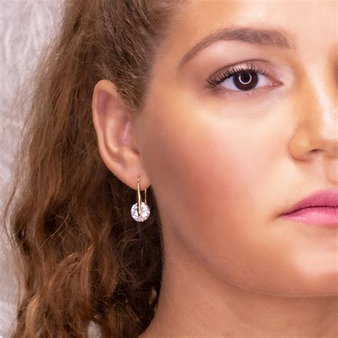 Floating Gem Earrings For Women Round Crystal CZ Dangle Drop Earrings ...