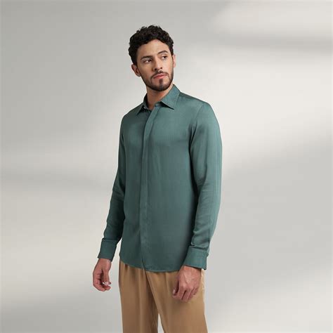 Buy Designer Sage Green Mens Dress Shirt – House Of Parvi