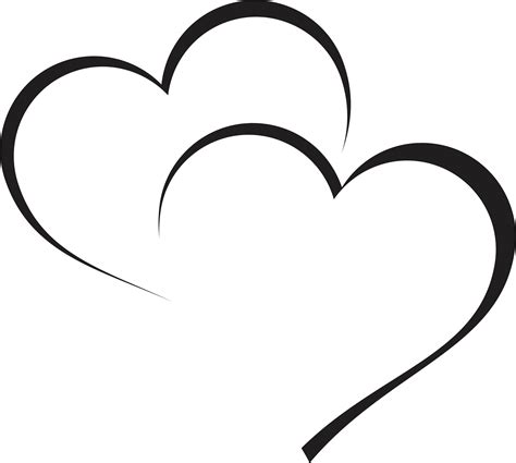 two hearts drawn in black and white with the shape of a heart on it's side