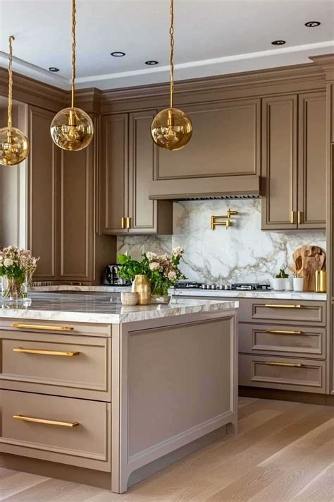 61 Creative Taupe Kitchen Cabinets Ideas: Taupe and gold kitchen ...