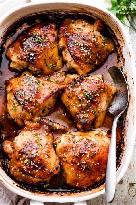 Honey Garlic Baked Chicken Thighs | Easy Weeknight Recipes