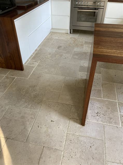 Travertine Tiled Kitchen Floor Deep Cleaned and Sealed in Staines ...
