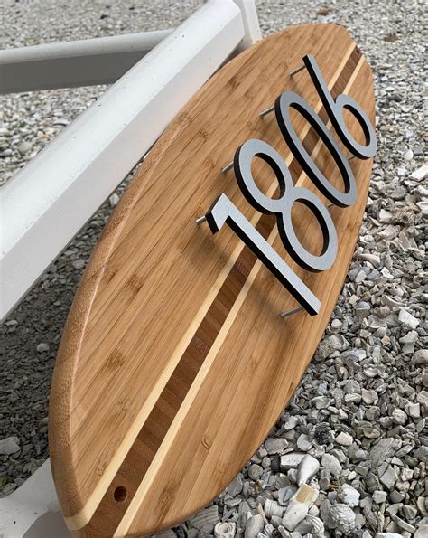 Surfboard House Address Number Plaque in Clear Finish. – Surfboard Signs