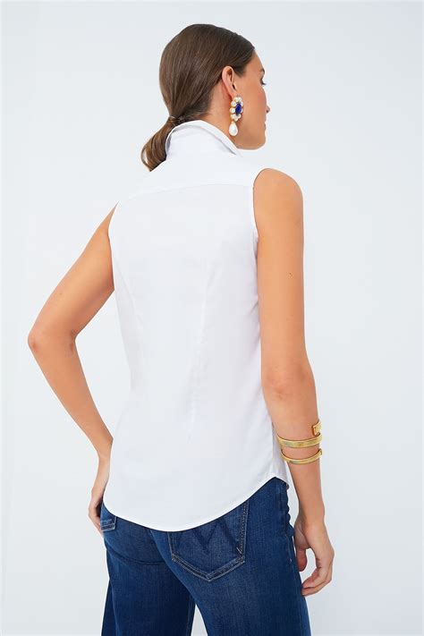 White Sleeveless Essentials Shirt | The Shirt by Rochelle Behrens
