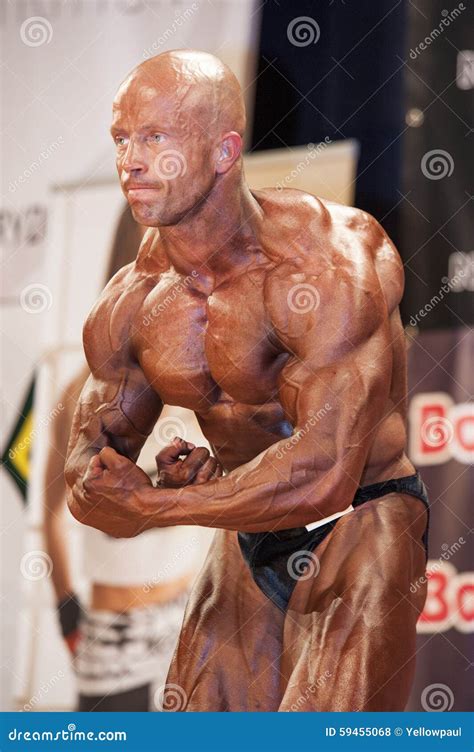 Male Bodybuilder Shows His Best Most Muscular Pose On Stage Editorial ...