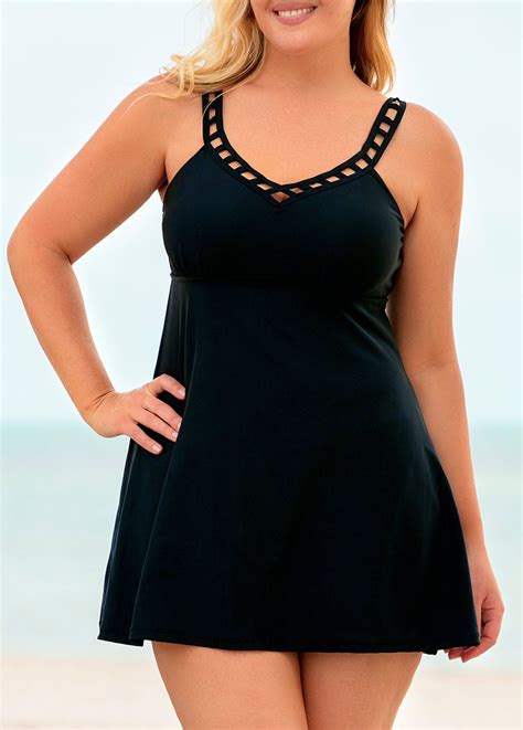Lattice Strap Plus Size Swimdress and Shorts | Rotita.com - USD $29.24 ...
