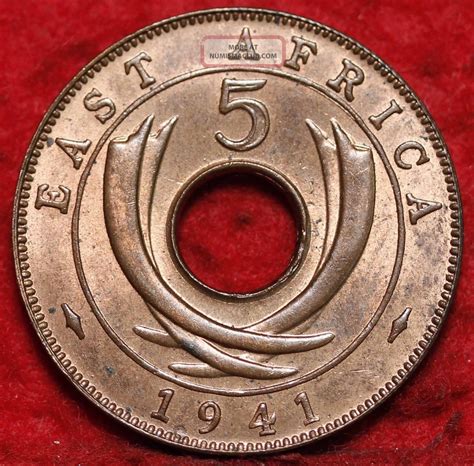 Uncirculated 1941 East Africa 5 Cents Foreign Coin S/h