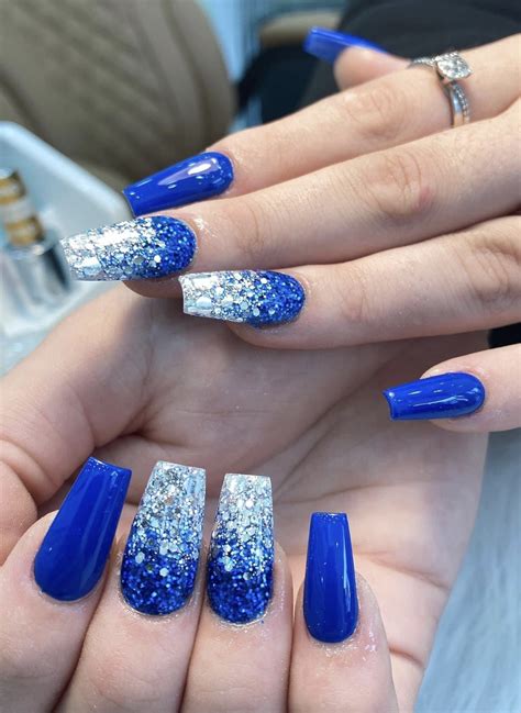 Pin by Jennifer Dengler on Nails | Blue and silver nails, Blue glitter ...