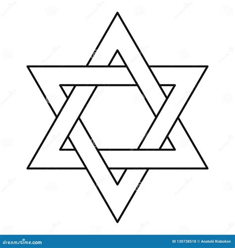 Icono De La Estrella De David, Estilo Del Esquema Ilustración del ...
