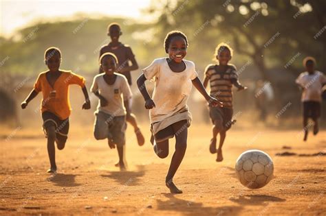 Premium Photo | Happy african kids playing with ball Childrens football ...