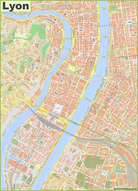 Map of Lyon street: streets, roads and highways of Lyon