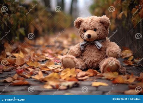 Old Teddy Bear on a Parks Fallen Autumn Leaves Stock Photo - Image of ...