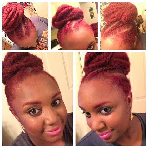 protective style.. corn rolled into faux bun.. Marley Braiding Hair ...