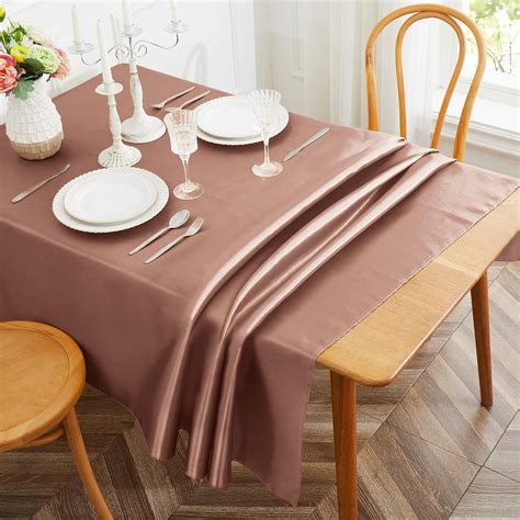 Amazon.com: Cobedzy Rose Gold Satin Tablecloth, 58 x 102 Inches ...