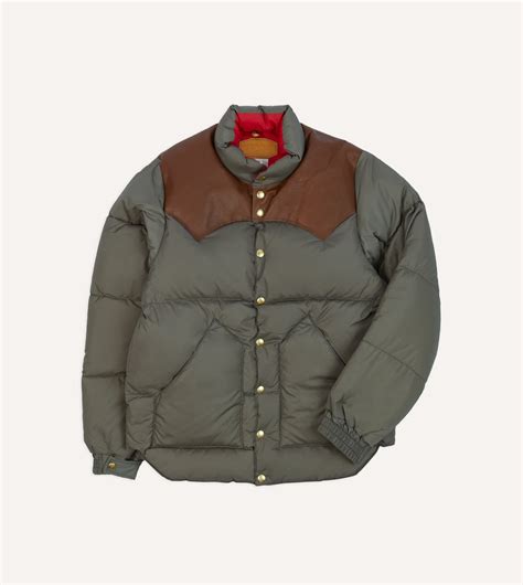 Rocky Mountain Featherbed for Drake's Olive Nylon Christy Down Jacket ...